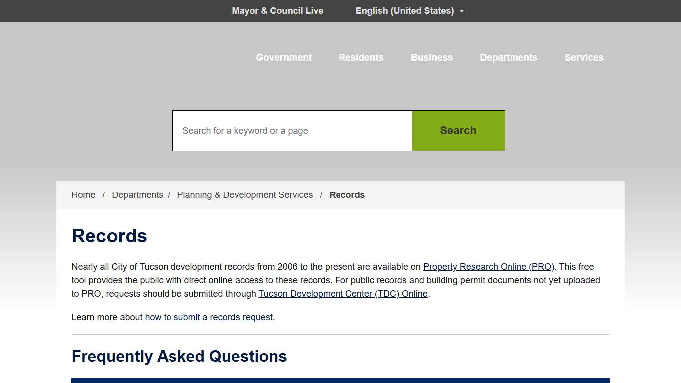 Records City of Tucson