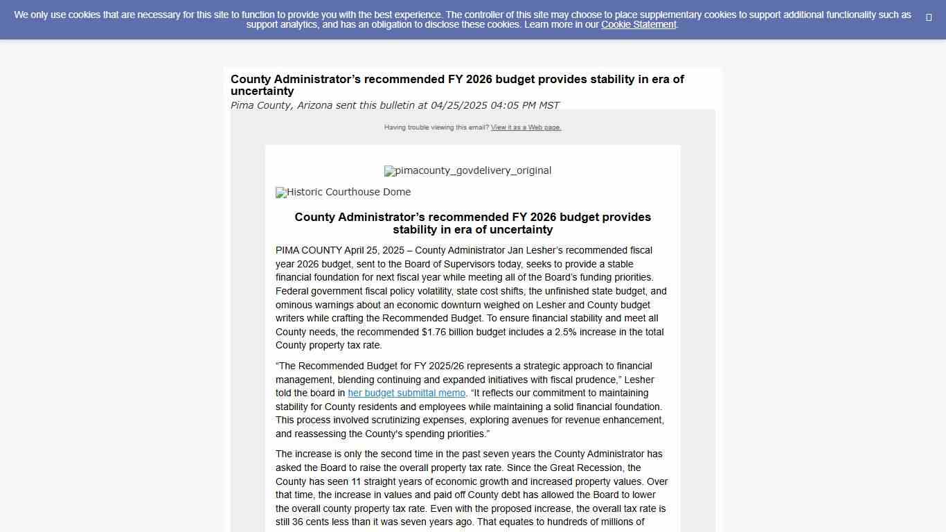 County Administrator’s recommended FY 2026 budget provides stability in era of uncertainty